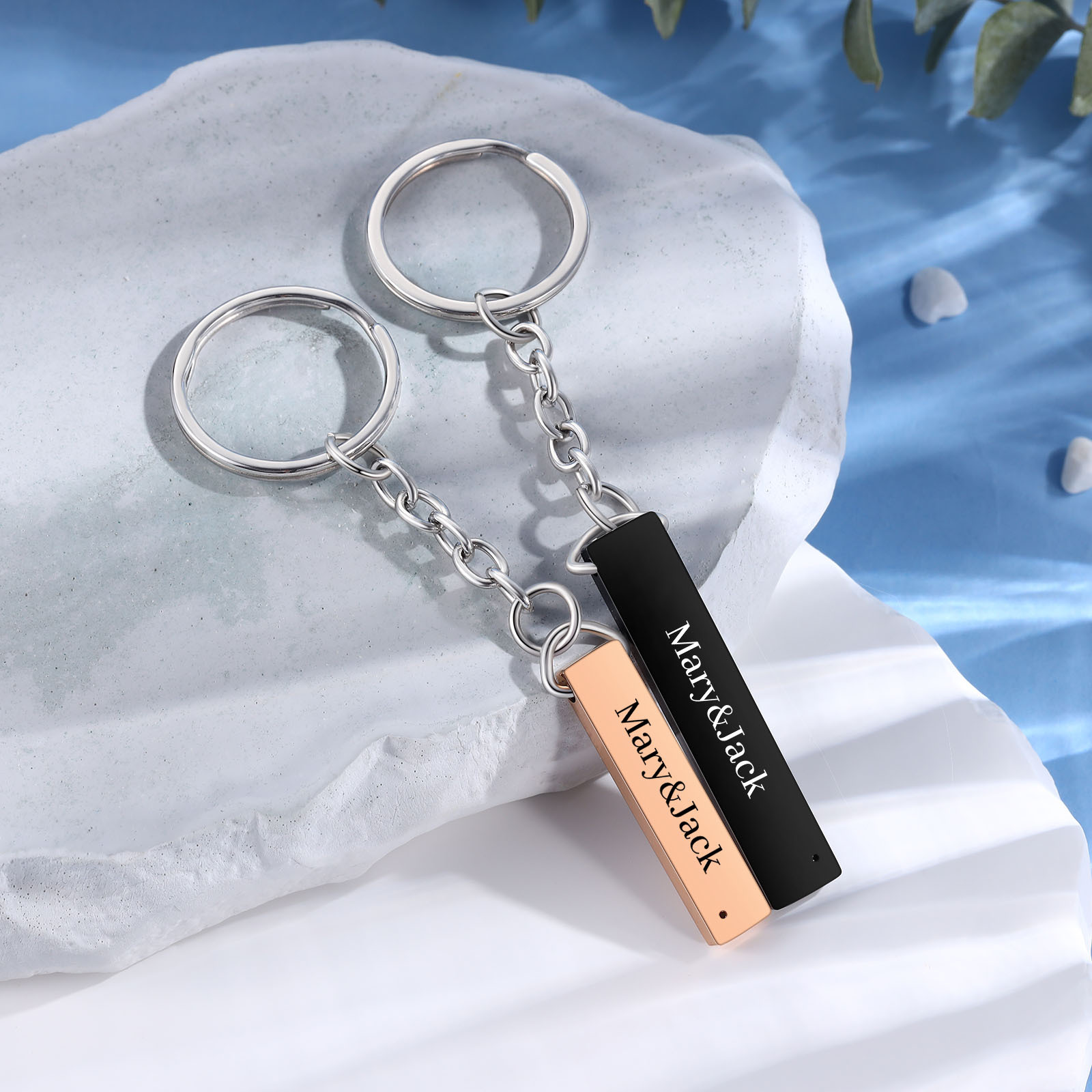 2 PCS Couple Keychain Set Customised with Texts & Birthstones Keychain Crown Gift for Couples-Jessemade AU