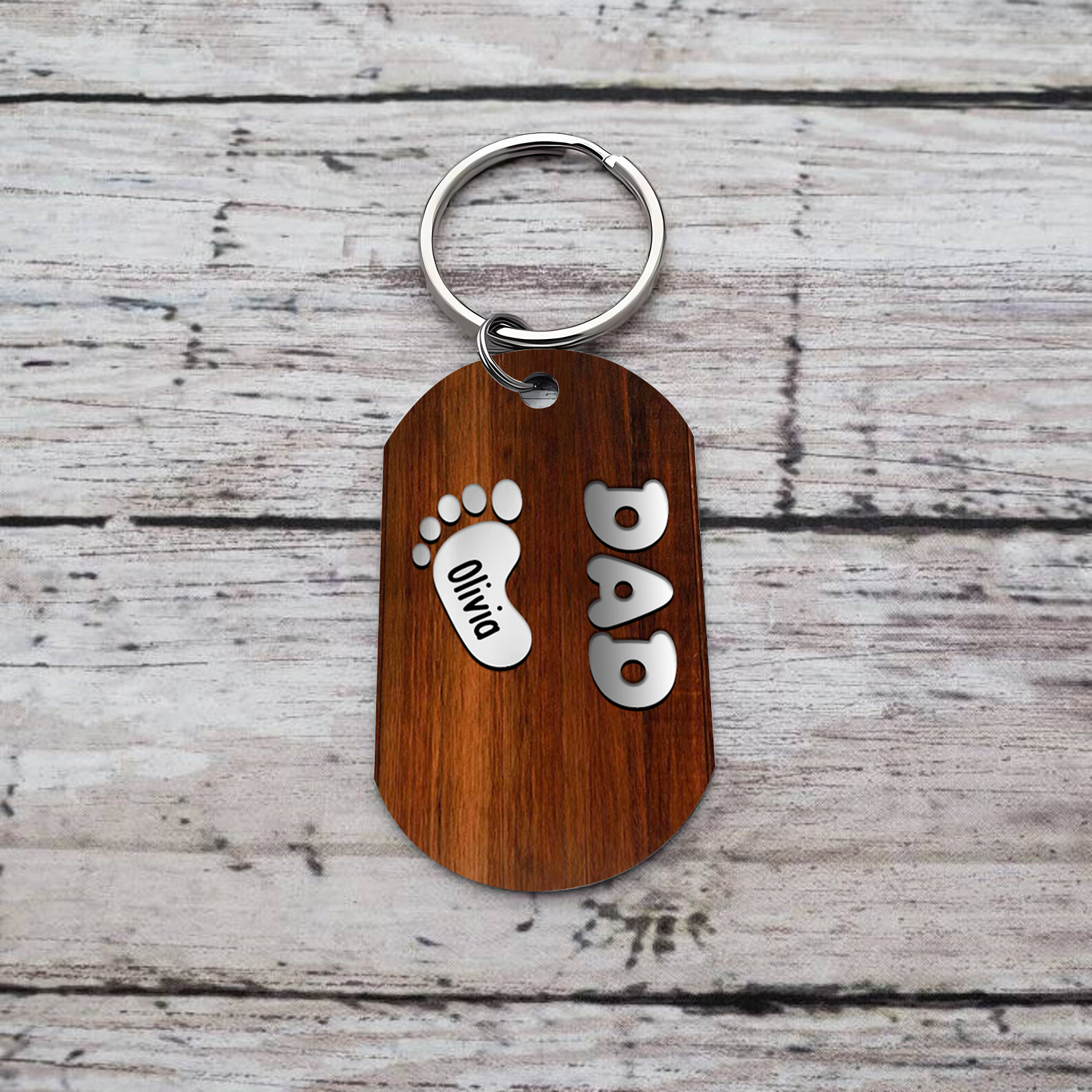 Custom 1 Name & 1 Text Keychain Personalised Baby Foot Keychain Father's Day Gifts for Grandpa/Dad-Jessemade AU