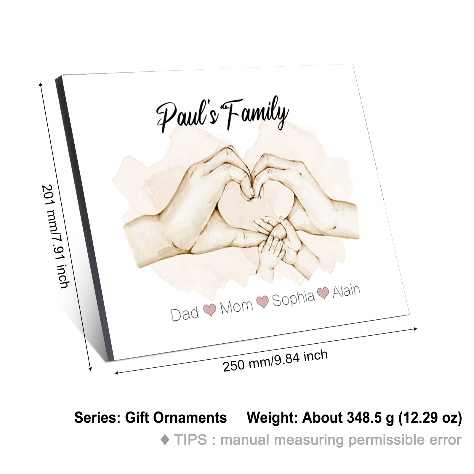 Personalised Heart Holding Hands Picture Board Custom 4 Names Family Keepsake Wood Signs Photo Frame-Jessemade AU