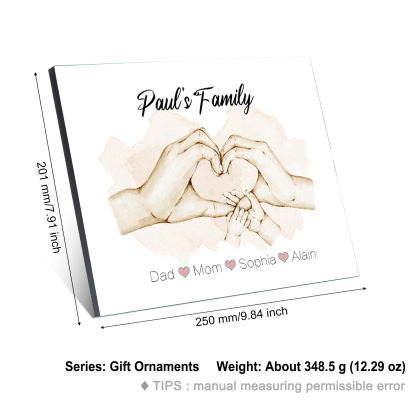 Personalised Heart Holding Hands Picture Board Custom 4 Names Family Keepsake Wood Signs Photo Frame-Jessemade AU
