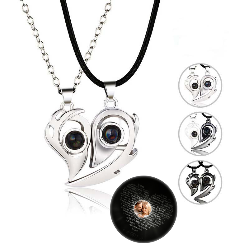 Personalised 100 Languages "I Love You" Heart Projection Necklace Custom Photo Gifts For Her-Jessemade AU