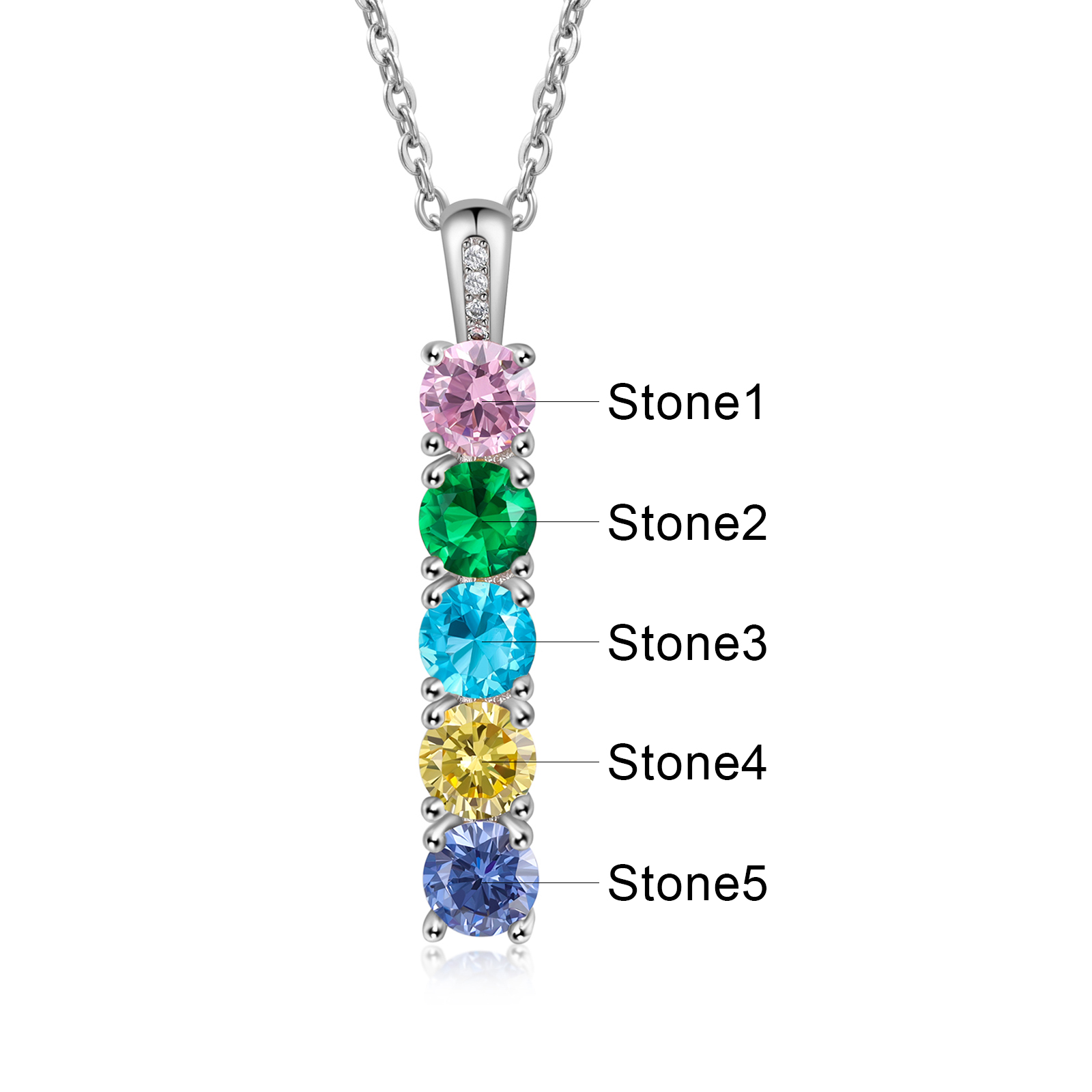 Family Birthstone Necklace Personalised 5 Stones Family Tribal Necklace for Her-Jessemade AU