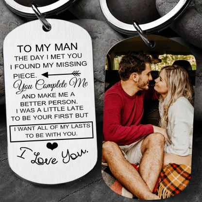 To My Man/Woman Custom Photo Keyring Couple Keychain Stainless Steel Keychain Valentine's Day Gift for Couples-Jessemade AU