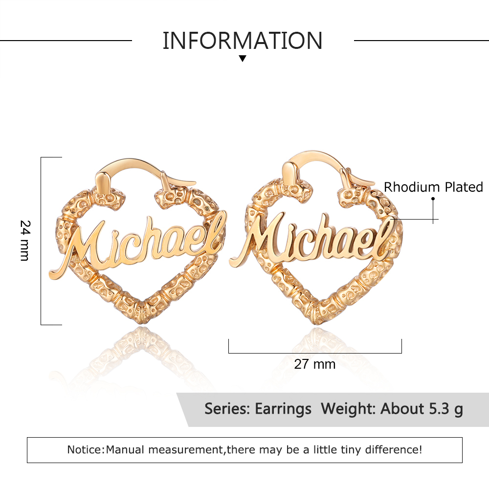 Personalised Name Drop Earring Customised Heart Earrings for Her-Jessemade AU