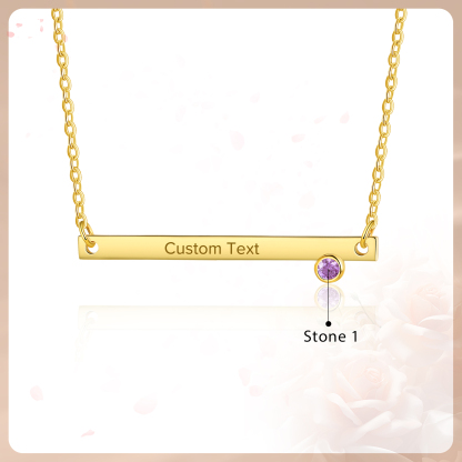 Personalised Bar Necklace Custom 1 Text & 1 Birthstone Necklace Gift for Her-Jessemade AU