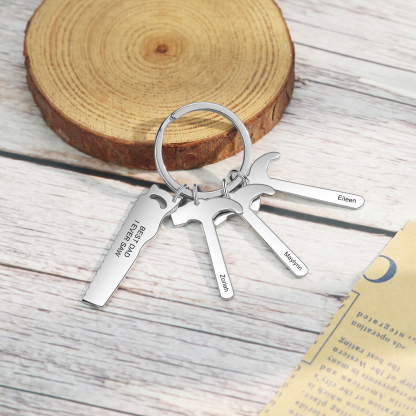 Father's Day Gifts Tool Keychain Personalised 3 Names Stainless Steel Keyring For Him-Jessemade AU