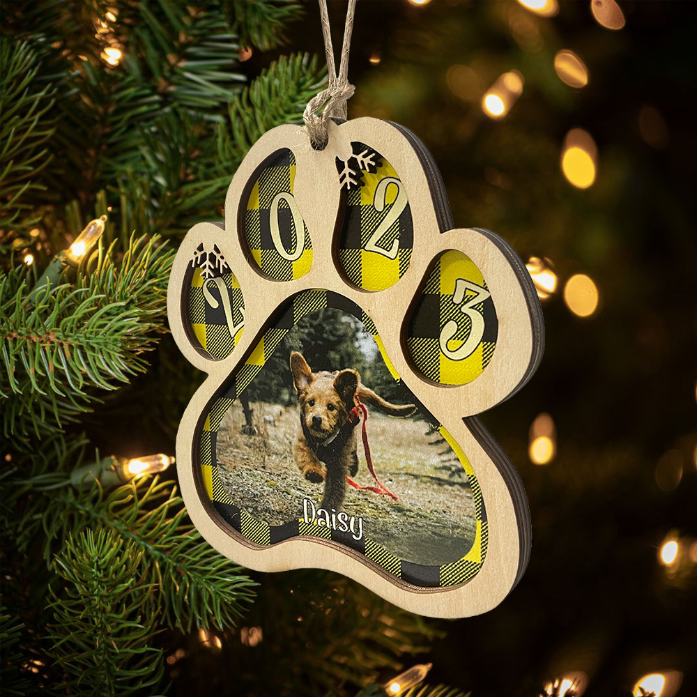 Personalised Christmas Dog Paw Ornament Custom Name & Photo & Year Christmas Gifts-Jessemade AU
