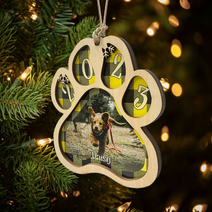 Personalised Christmas Dog Paw Ornament Custom Name & Photo & Year Christmas Gifts-Jessemade AU