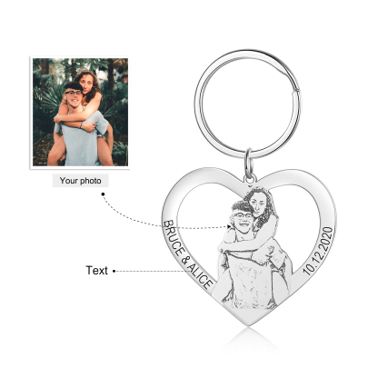 Personalised Keychain Engraved Photo Keychain Gifts For Lover-Jessemade AU