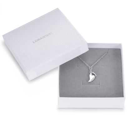 Personalised Baby Foot Necklace With 1 Birthstone Engraved Names Gift For Women-Jessemade AU