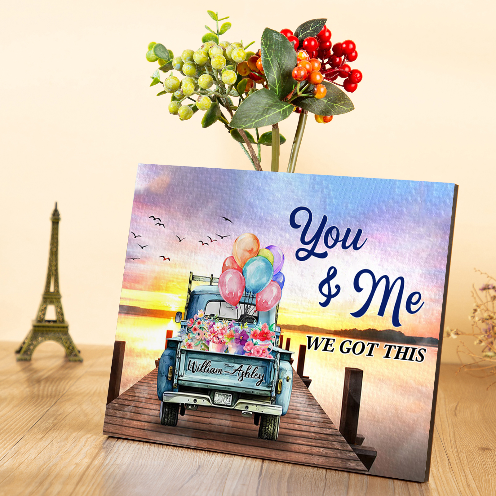 Personalised Wooden Plaque Custom Text Art Decorations Desktop Ornaments Couple Gifts - You & Me We Got This-Jessemade AU