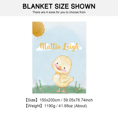 Personalised Chick Blanket Custom Name Cute Cartoon Blanket-Jessemade AU