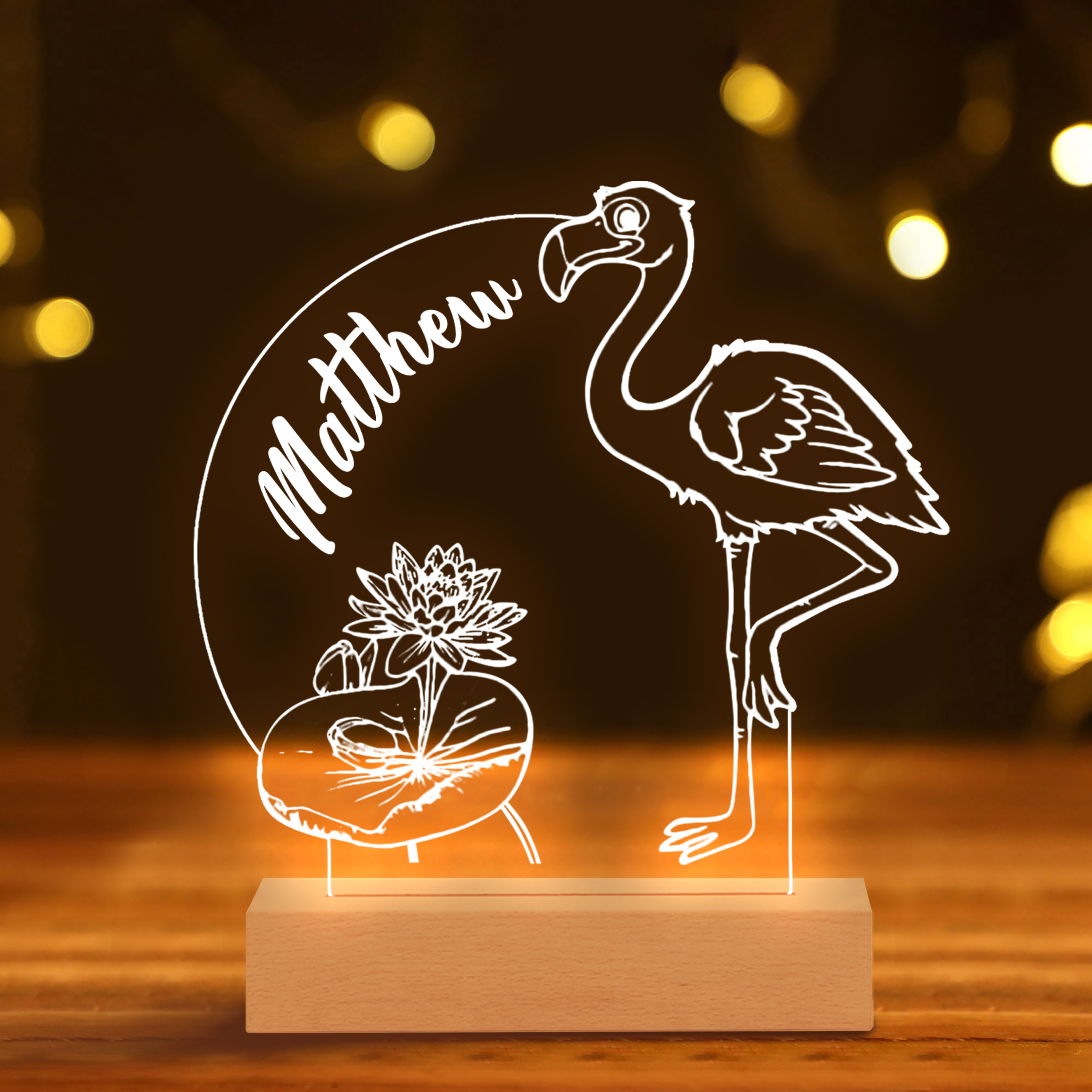 Flamingo Night Light Personalised Name LED Lamp Custom Animal Night Light Gifts For Kids-Jessemade AU