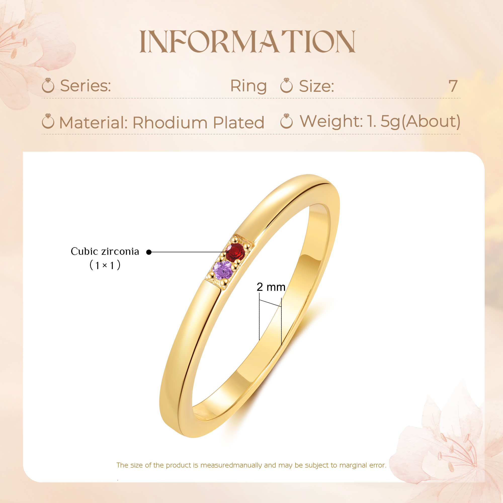 Personalised Women's Ring Custom 2 Birthstones Ring Birthday Gift for Her-Jessemade AU