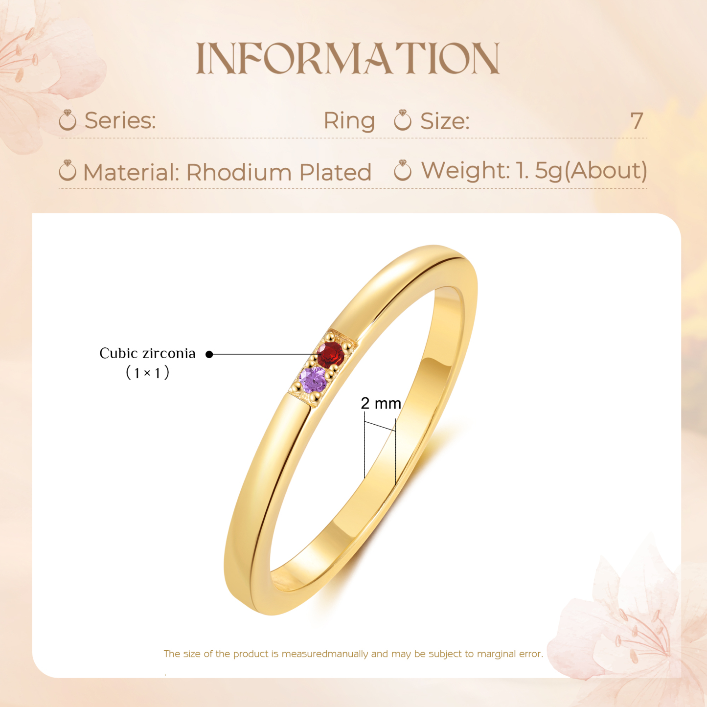 Personalised Women's Ring Custom 2 Birthstones Ring Birthday Gift for Her-Jessemade AU