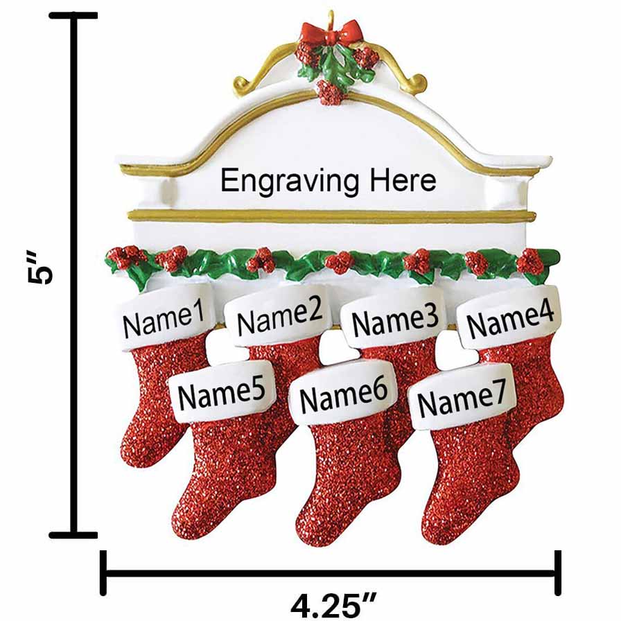Personalised Red Stockings Ornament Custom 7 Names Gifts for Family-Jessemade AU