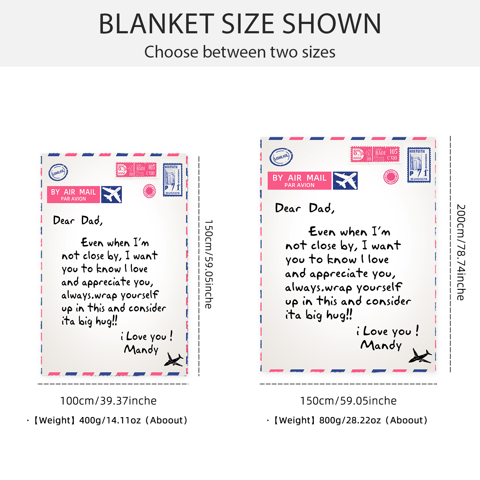 Fleece Blanket Postcard Custom 1 Name Father's Day Gift for Dad-Jessemade AU