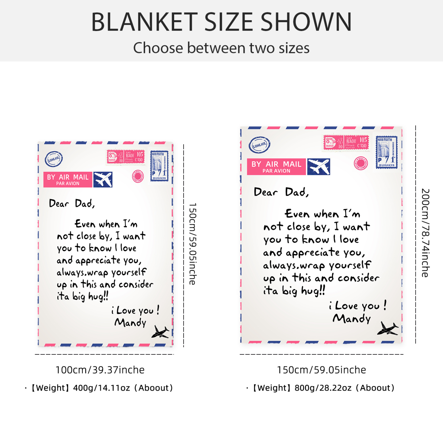 Fleece Blanket Postcard Custom 1 Name Father's Day Gift for Dad-Jessemade AU