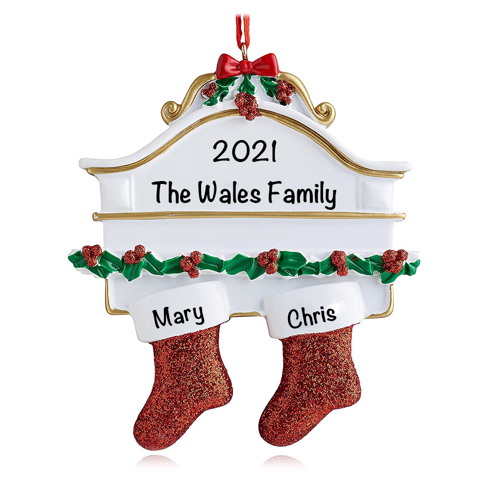 Personalised Red Stockings Ornament Custom 2 Names Gifts for Family-Jessemade AU
