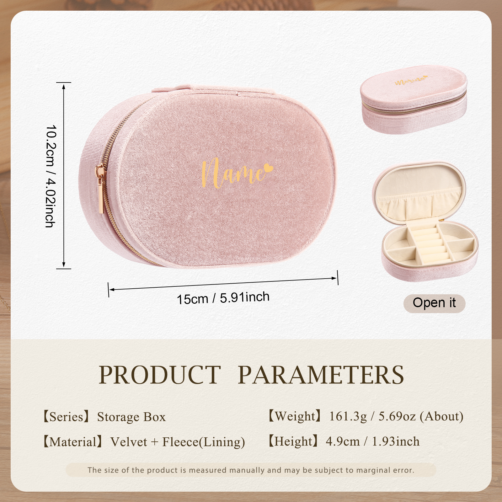 Personalised Name Jewelry Storage Box Zipper Custom Travel Jewelry Box Gifts for Ladies Girls-Jessemade AU
