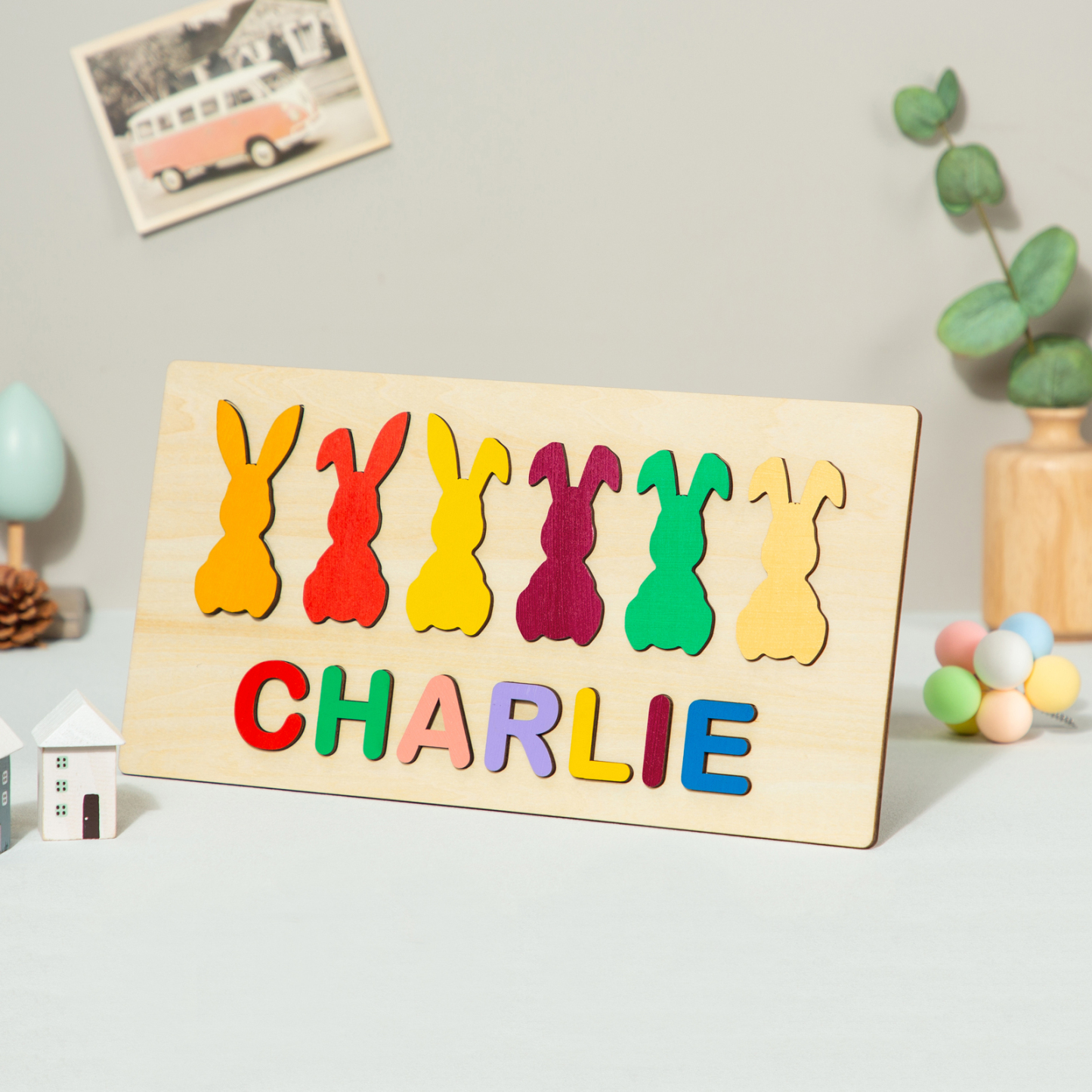 Jessemade Bunny Name Puzzles Personalised Easter Educational Toys for Toddlers Children Gifts-Jessemade AU