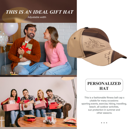 Personalised Fist Bump Classical Baseball Cap Custom 4 Names & 1 Text Snapback Adjustable Gift for Dad/Grandpa/Husband-Jessemade AU