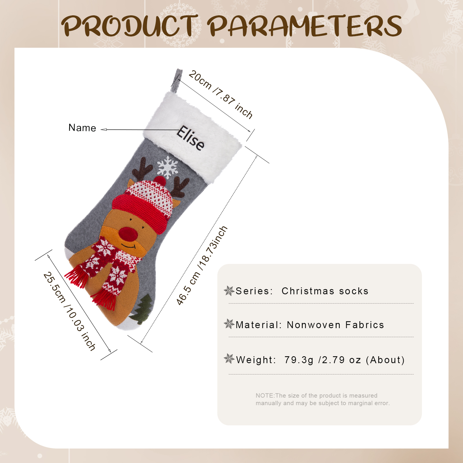 Customised 1 Name Christmas Stockings Ornaments Personalised Christmas Gray Gifts for Family Friends-Jessemade AU