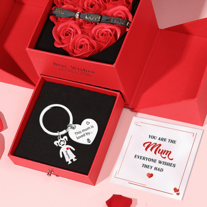 1 Name - Personalised Keychain with Kid Charm Engraved Names Keychain Mother's Day Gift for Mum-Jessemade AU