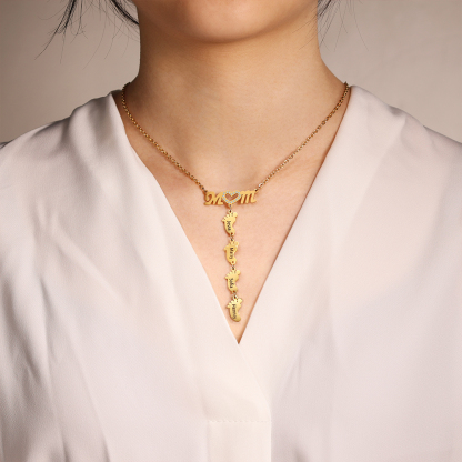 Mother's Day Personalised Baby Feet Necklace Engraved 3 Names Necklace Gifts For Mum-Jessemade AU