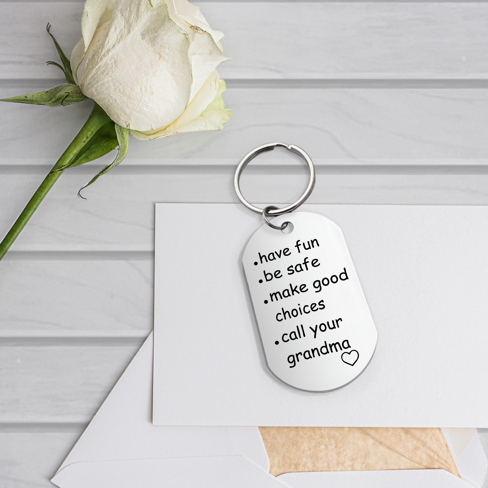Have Fun Be Safe Make Good Choices Keychain Customised Text Stainless Steel Keyring Gifts for Kids-Jessemade AU