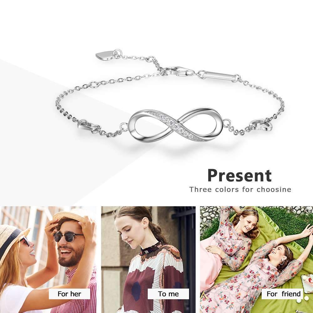 Adjustable  925 Sterling Silver Infinity Bracelets for Women-Jessemade AU