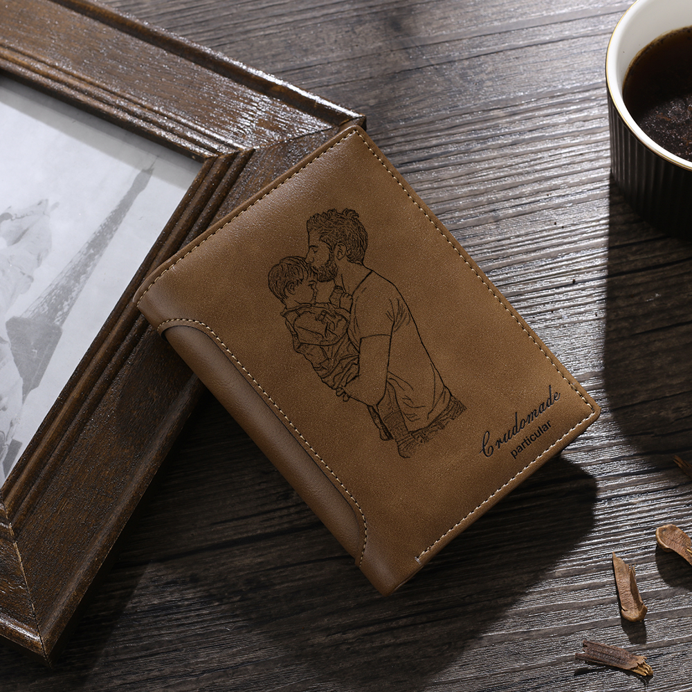 Men's Photo Custom Wallet Brown Personalised Gifts-Jessemade AU