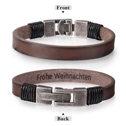 Vintage Men's Leather Bracelet Engraved Text Bracelet Personalised Gift for Him-Jessemade AU