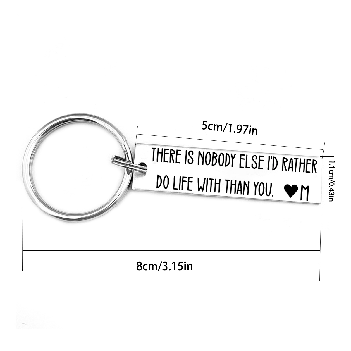 Personalised Letter Keychain Stainless Steel Keychain Couple Gift - There Is Nobody Else I'd Rather Do Life With Than You-Jessemade AU