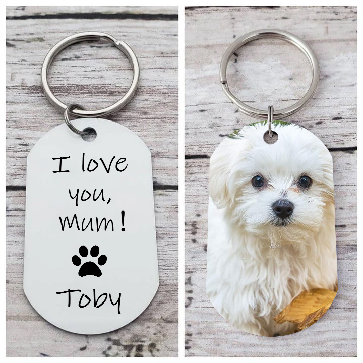 Personalised Mother Photo Keychain "I Love You Mum" Dog Tag Keyring-Jessemade AU