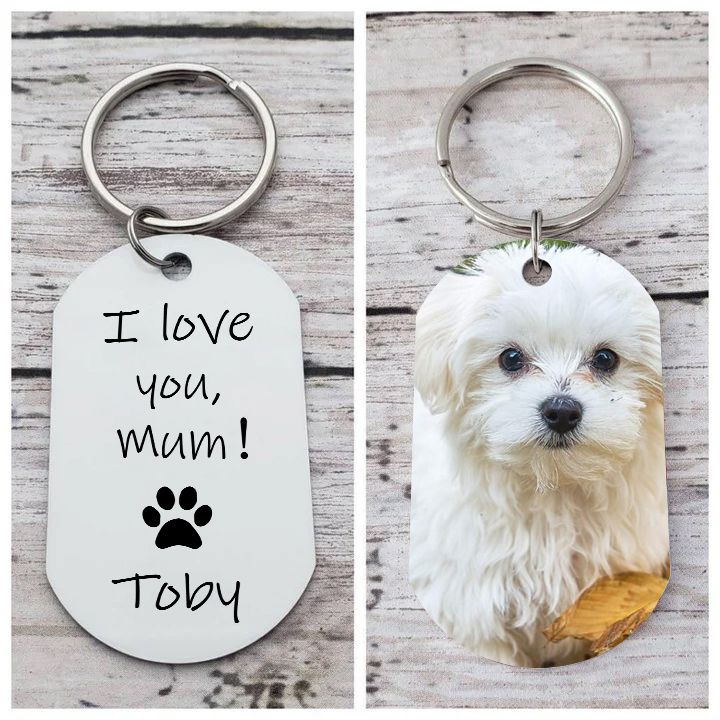 Personalised Mother Photo Keychain "I Love You Mum" Dog Tag Keyring-Jessemade AU