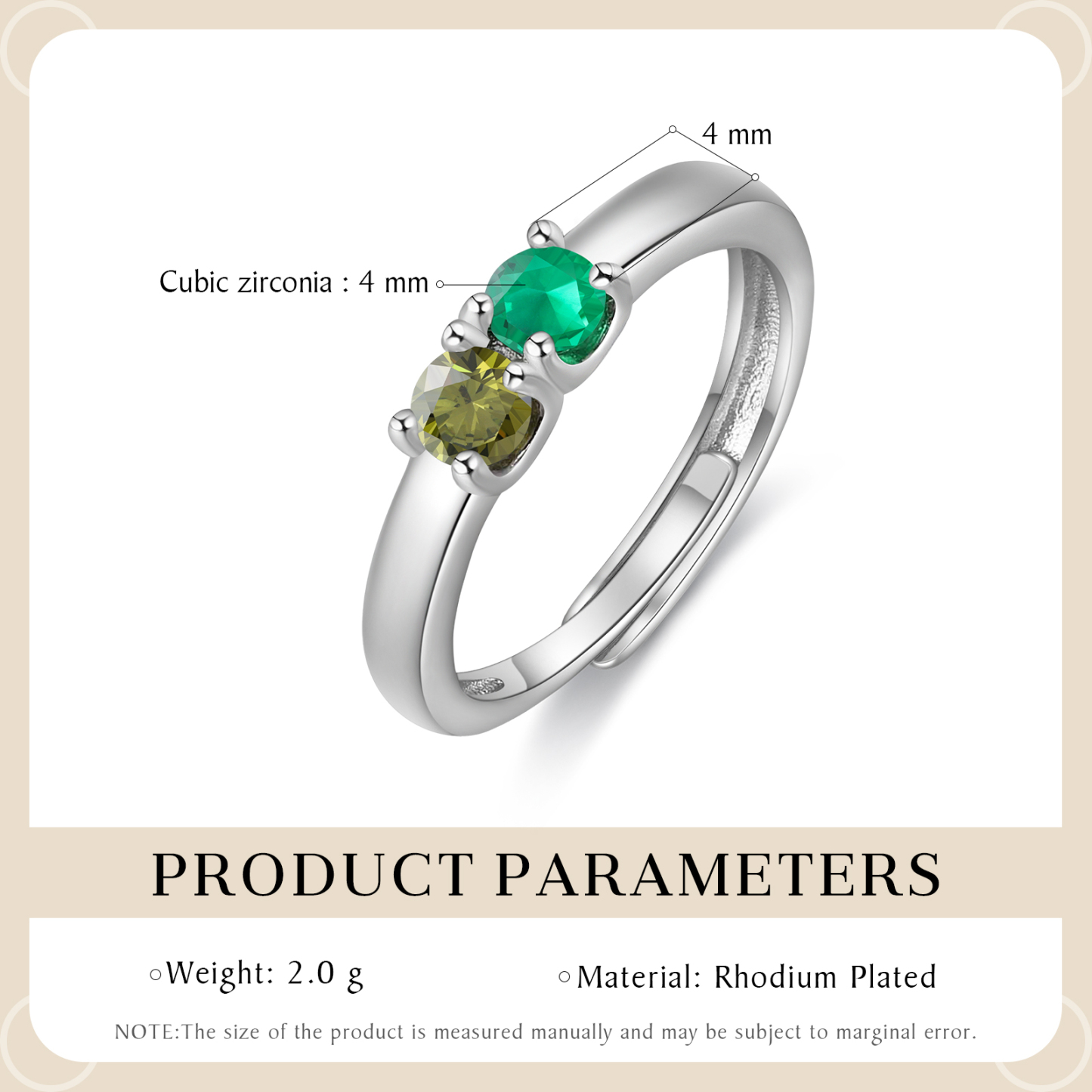Personalised Women's Ring Customised 2 Birthstones Open Ring Birthday Gift for Women Girls-Jessemade AU