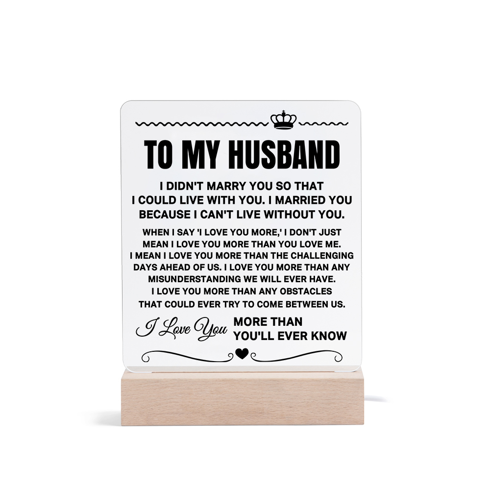 To My Husband Night Light, "I Love You More Than You'll Ever Know" LED Lamp Romantic Gifts for Him-Jessemade AU