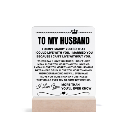To My Husband Night Light, "I Love You More Than You'll Ever Know" LED Lamp Romantic Gifts for Him-Jessemade AU