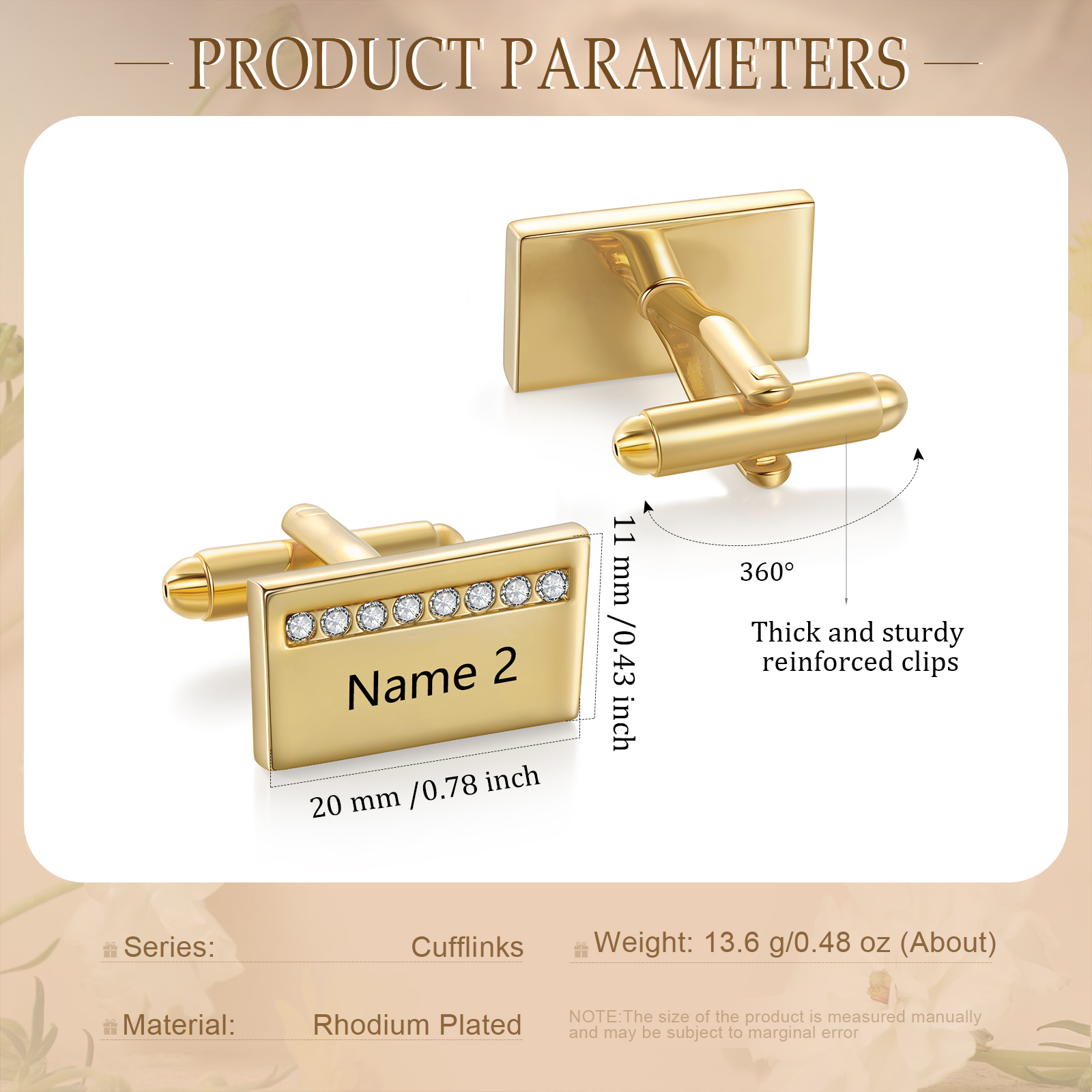 Personalised Men's Cufflinks Custom 2 Names Metal Cufflinks Copper Wedding Gift for Him-Jessemade AU