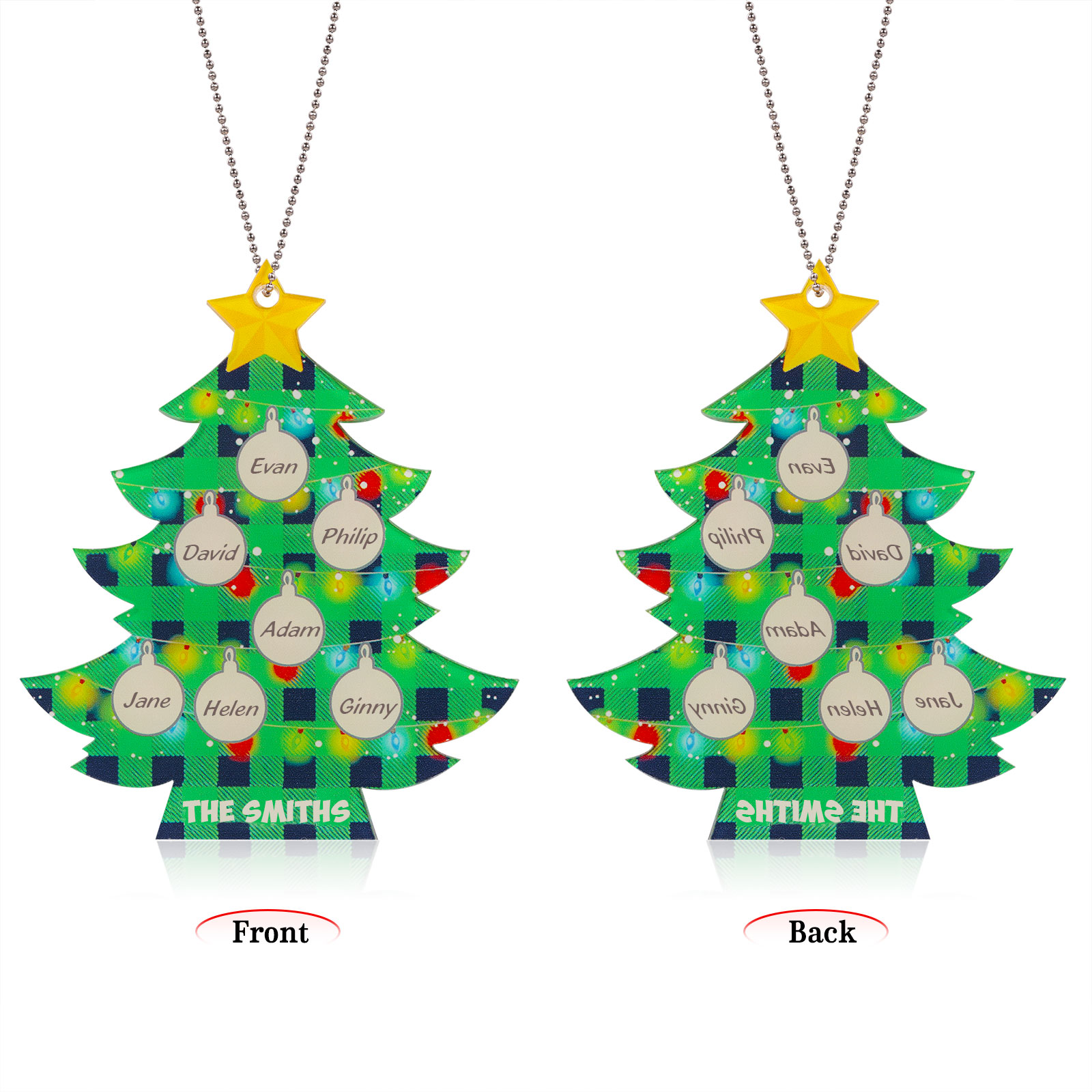 7 Names - Personalised Acrylic Christmas Tree Ornaments Customised Text & Name Xmas Pendant Gifts for Family Friends-Jessemade AU