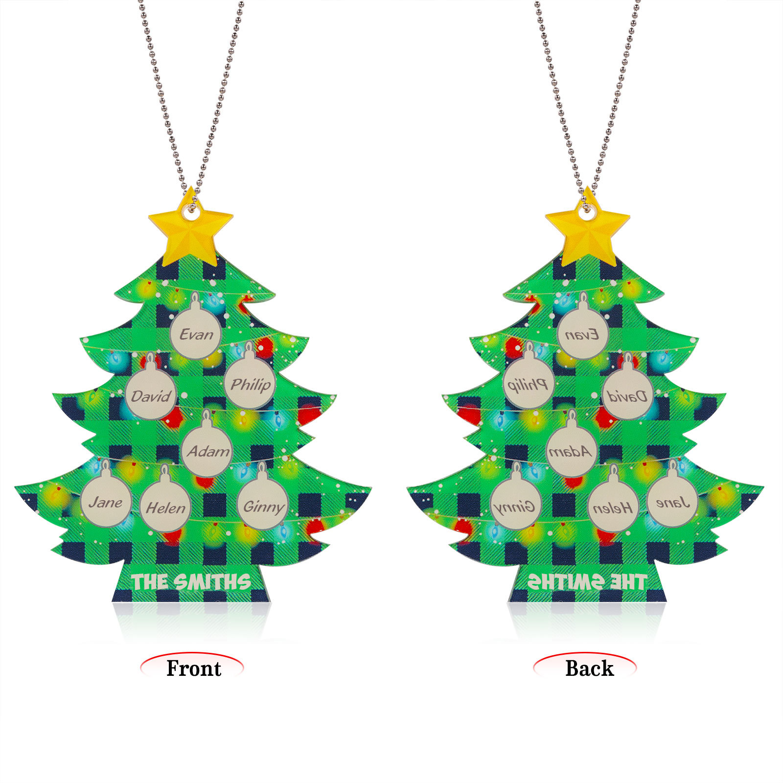 7 Names - Personalised Acrylic Christmas Tree Ornaments Customised Text & Name Xmas Pendant Gifts for Family Friends-Jessemade AU