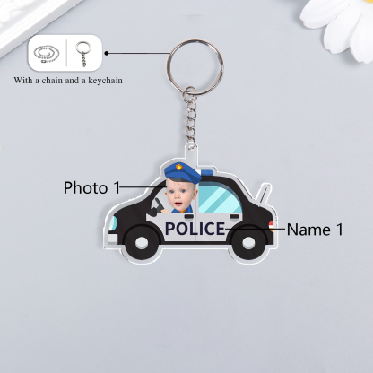 Personalised Police Car Acrylic Keychain Custom Photo Funny Hanging Ornament Back to School Gift for Kids-Jessemade AU