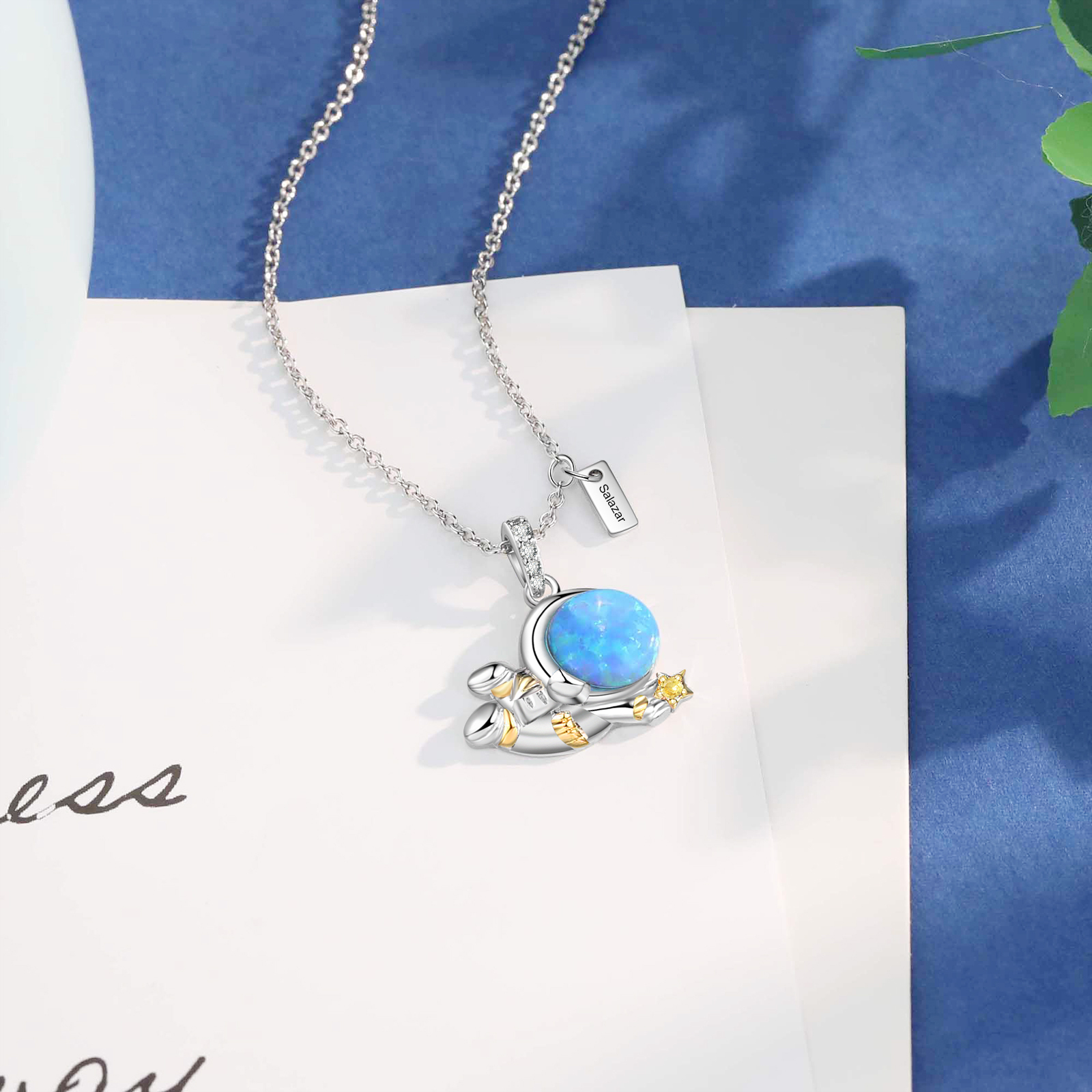 Personalised Women's Necklace Customised Name & Birthstone Astronaut Necklace Birthday Gift for Her-Jessemade AU