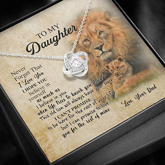 Dad to Daughter, Knot Necklace with Message Card, "Never Forget That I Love You"
