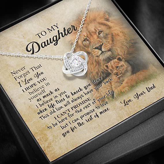 Dad to Daughter, Knot Necklace with Message Card, "Never Forget That I Love You"-Jessemade AU
