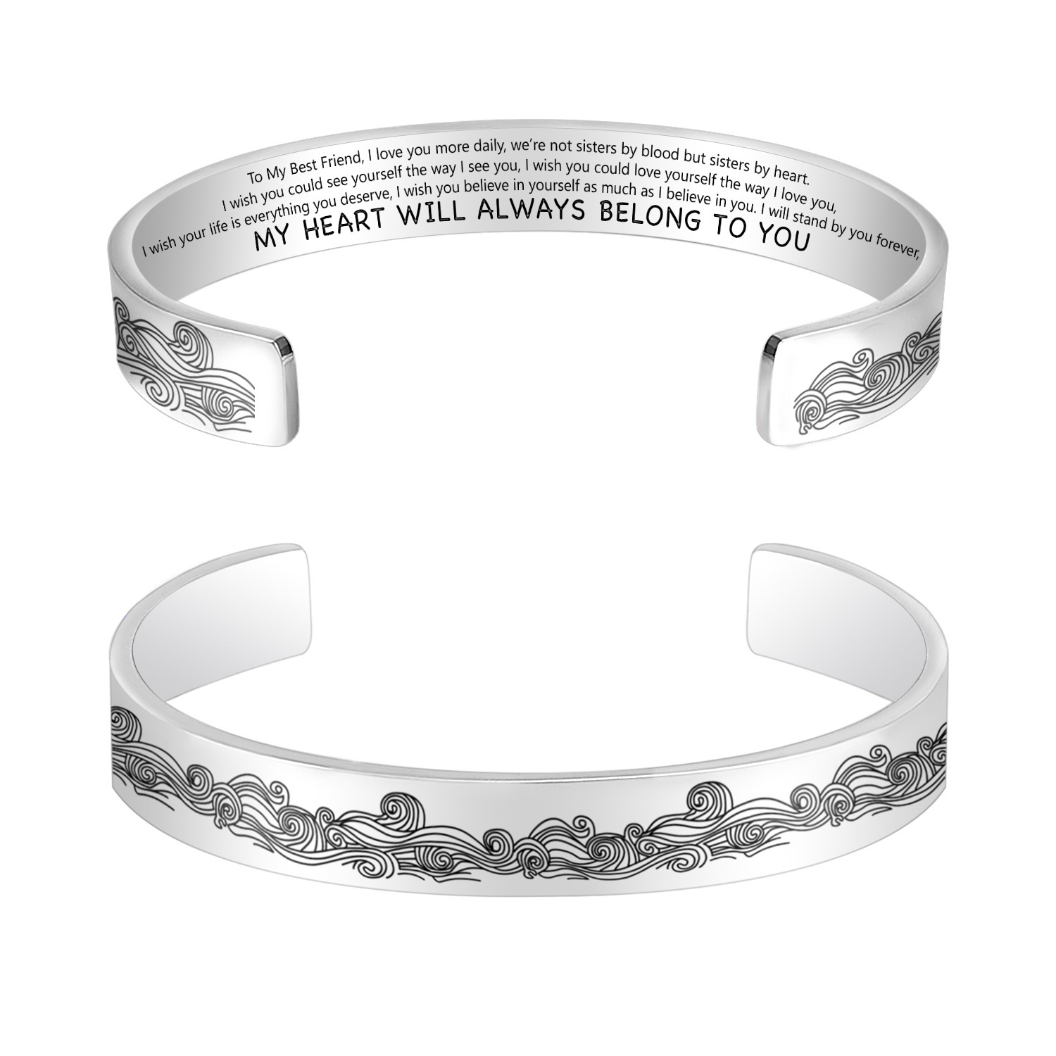 My heart will always belong to you, Cuff Bangle Bracelet Gifts For Her-Jessemade AU