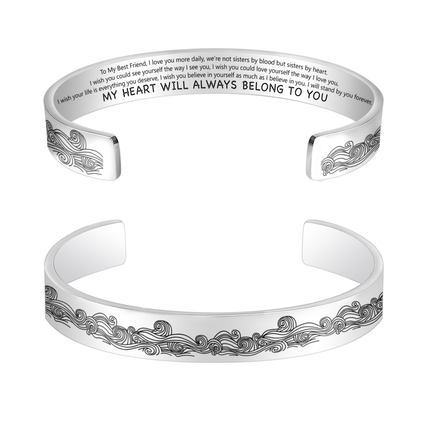 My heart will always belong to you, Cuff Bangle Bracelet Gifts For Her-Jessemade AU