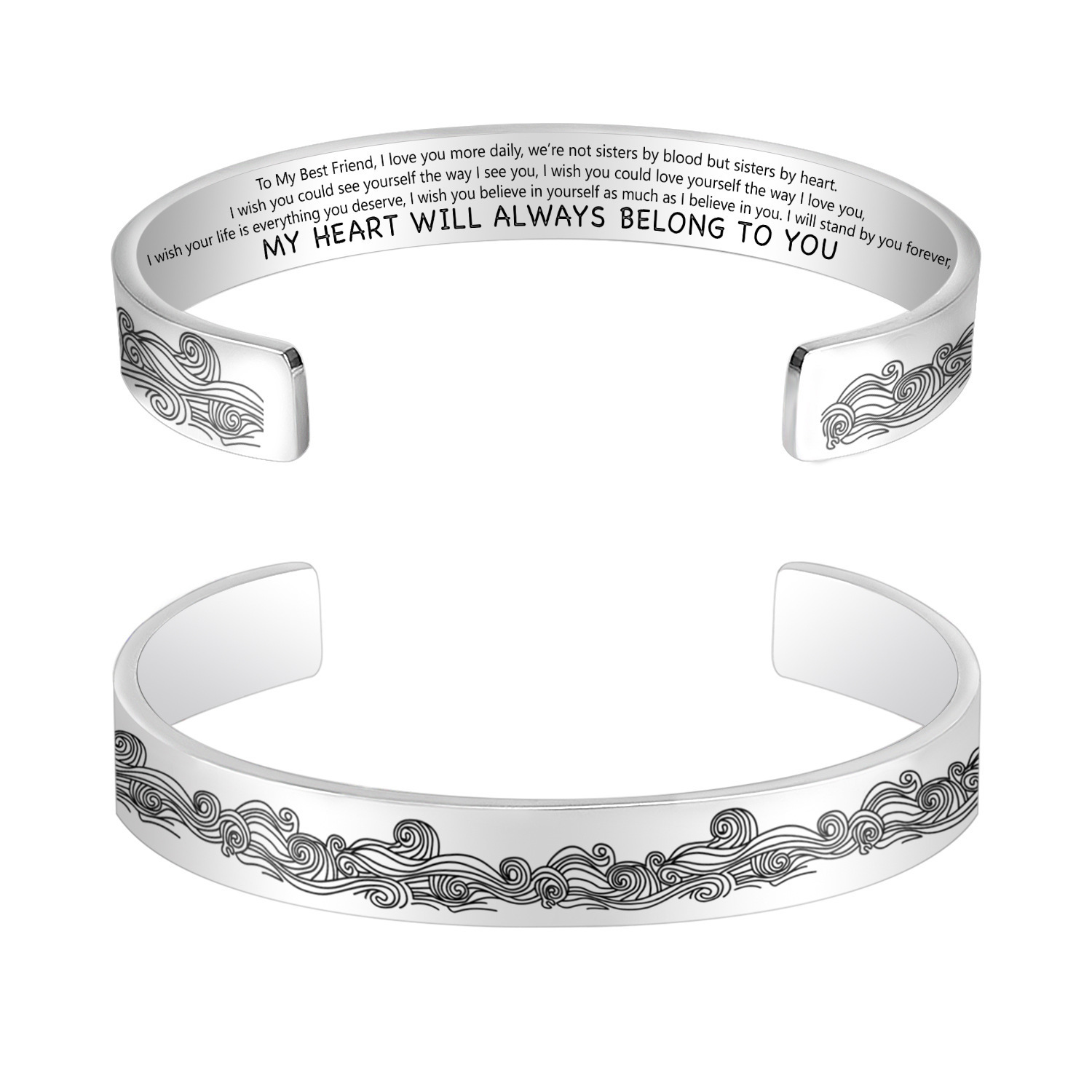 My heart will always belong to you, Cuff Bangle Bracelet Gifts For Her-Jessemade AU