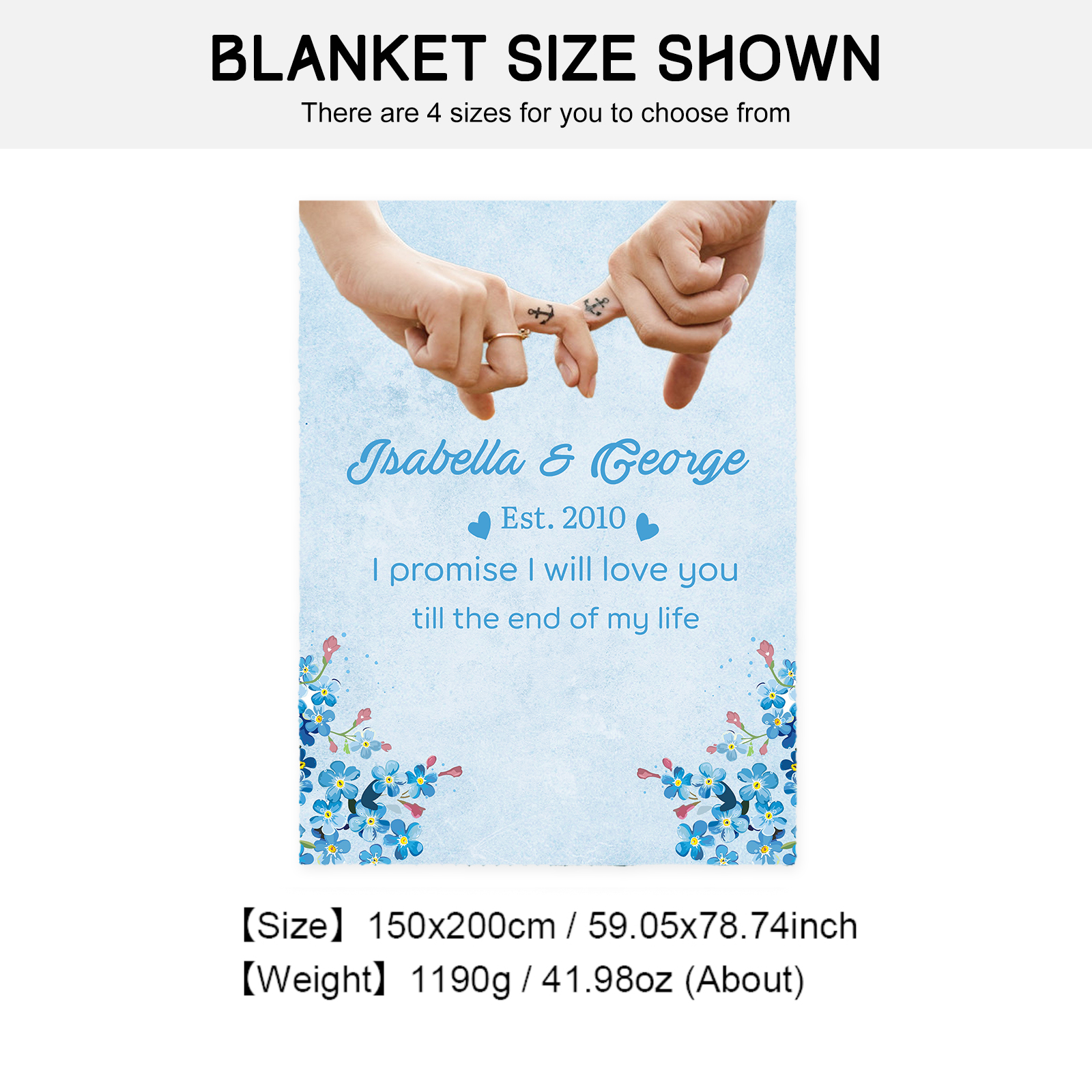 Personalised Couple Blanket Finger Gesture Promise Blanket-Jessemade AU